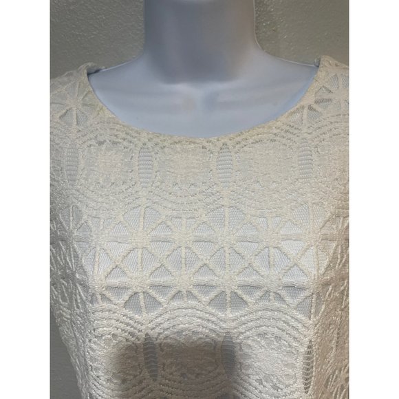 Lulus XS Shift Mini Lace Overlay Short Sleeve Dress - Picture 12 of 12